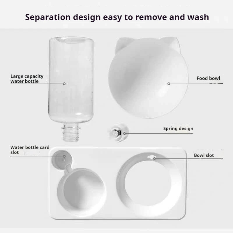 Comedero 2 en 1 para Gato – Plato Inclinado con Dispensador Automático de Agua